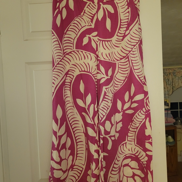 Women's Wide Leg Pants in Pink and White - Picture 1 of 1